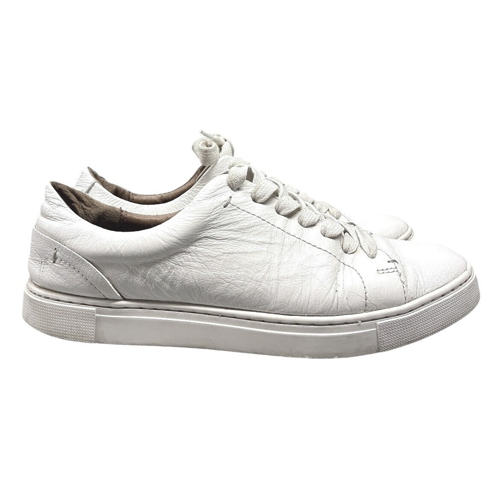 Frye Ivy Low Lace Sneakers Womens 7M White Leather Casual Tennis Court Flawed